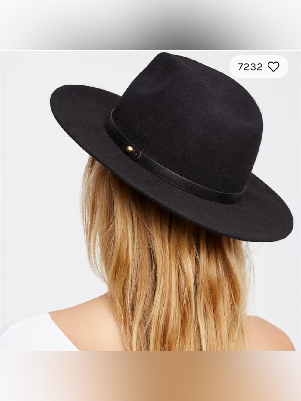 Free People Black Wool Wide Brim Fedora Rancher Hat one size winter fall boho